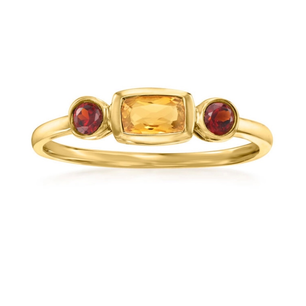 14k Yellow Gold Citrine and Garnet Ring size 7